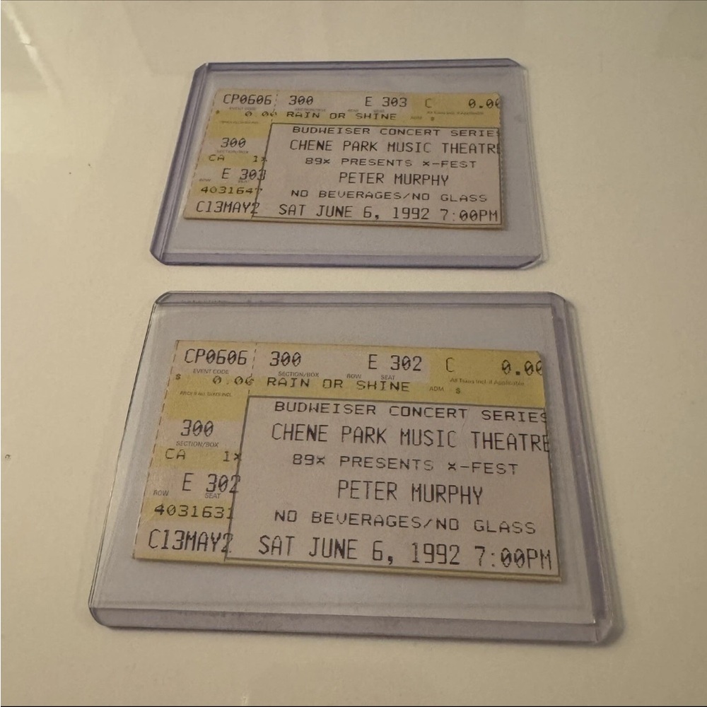Vintage 1992 Peter Murphy Ticket Stub Detroit Concert Tour Bauhaus 90s Goth Rock